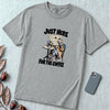 Just Here For The Coffee Pigeon T-Shirt - Granite unfolded t-shirt mockup
