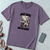 Just Here For The Coffee Pigeon T-Shirt - Grape unfolded t-shirt mockup