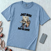 Just Here For The Coffee Pigeon T-Shirt - Washed Denim unfolded t-shirt mockup