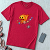 Justice for Pluto T-Shirt – Funny Sun Pac-Man Eating Planets Space Meme Tee - Red unfolded t-shirt mockup