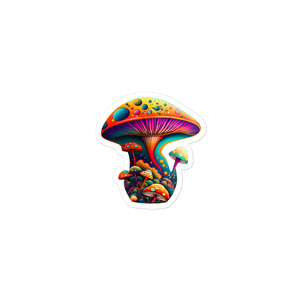 Bubble-free stickers of fantasy mushroom