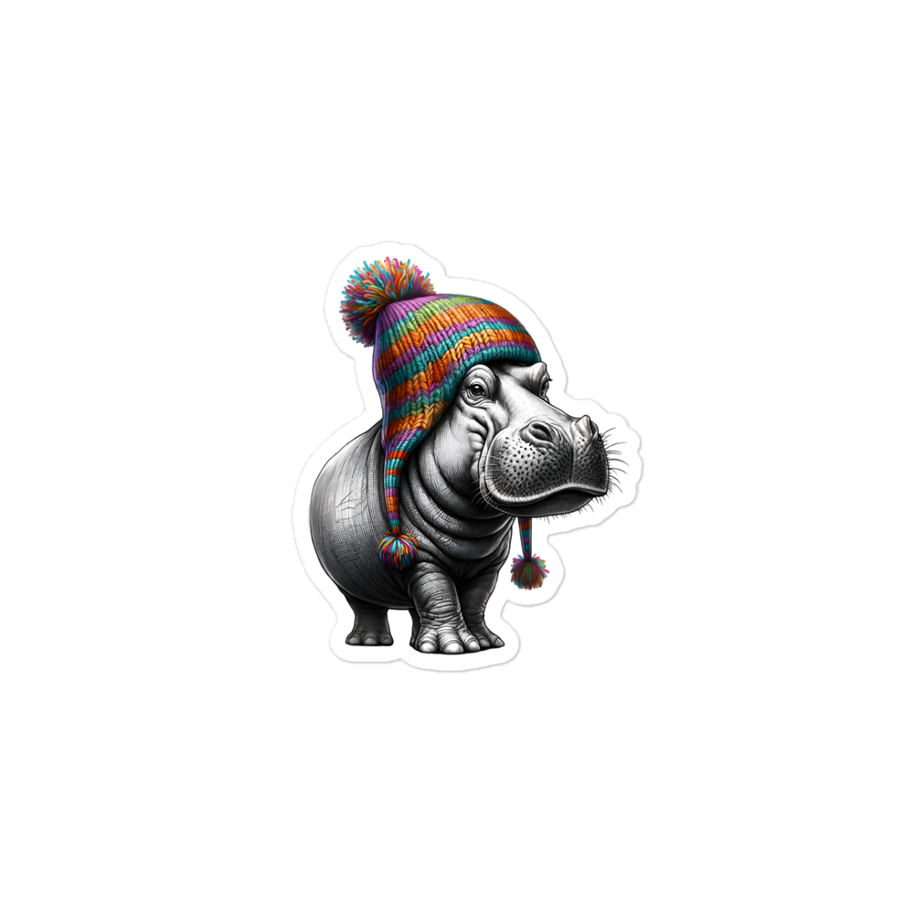 Bubble-free stickers of hippopotamus
