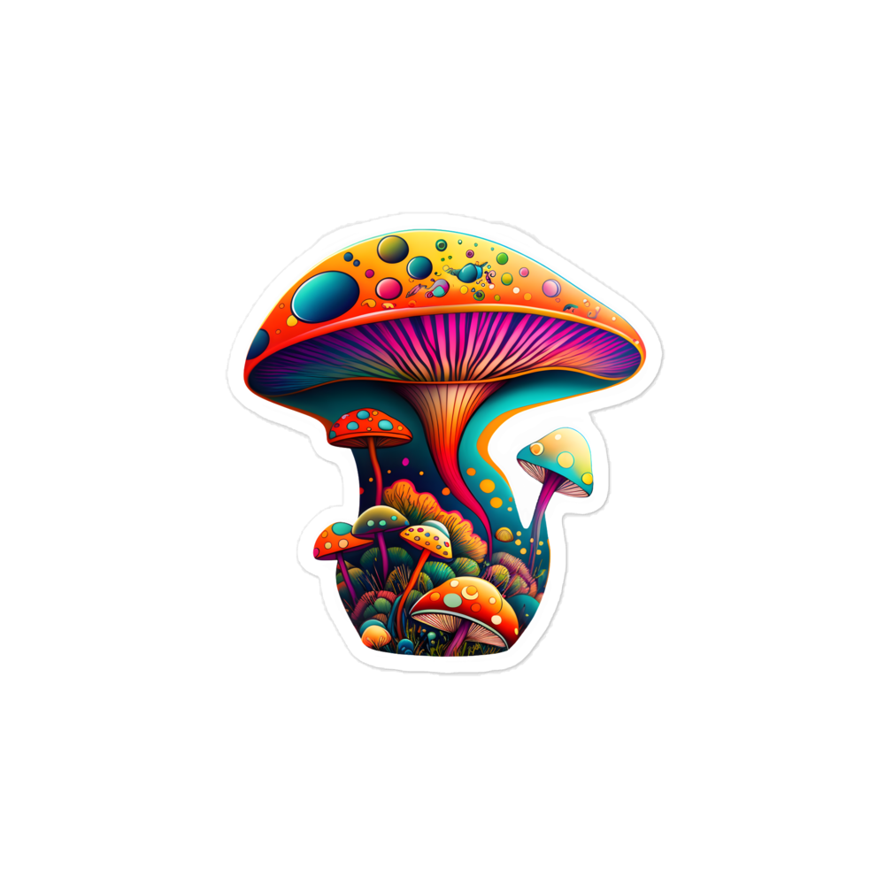 Bubble-free stickers of fantasy mushroom