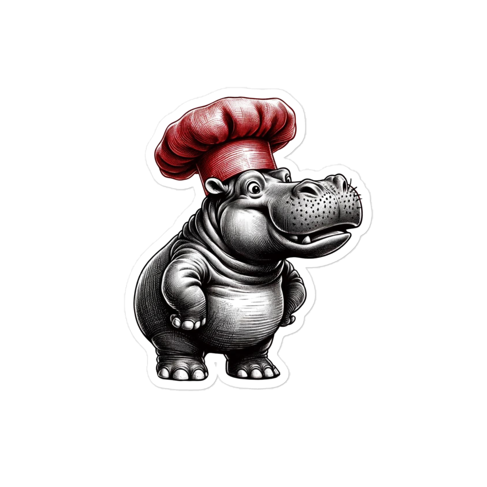Bubble-free stickers Hippo Chef