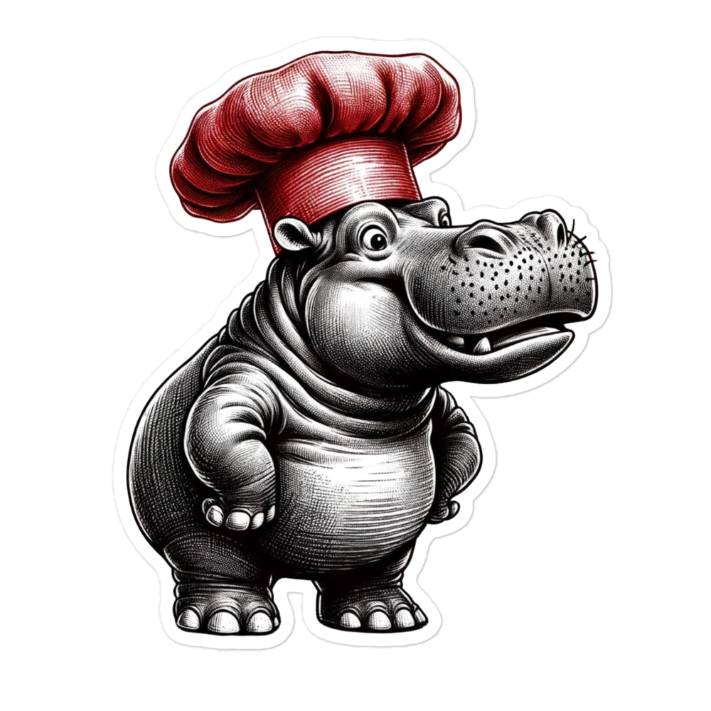 Bubble-free stickers Hippo Chef