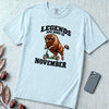 Legends Are Born In November Bison T-Shirt - Chambray unfolded t-shirt mockup