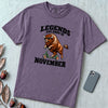 Legends Are Born In November Bison T-Shirt - Grape unfolded t-shirt mockup