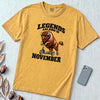 Legends Are Born In November Bison T-Shirt - Mustard unfolded t-shirt mockup