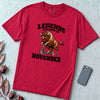 Legends Are Born In November Bison T-Shirt - Red unfolded t-shirt mockup
