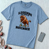 Legends Are Born In November Bison T-Shirt - Washed Denim unfolded t-shirt mockup