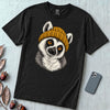 Lemur in a Yellow Beanie T-Shirt - Black unfolded t-shirt mockup