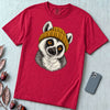 Lemur in a Yellow Beanie T-Shirt - Red unfolded t-shirt mockup