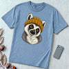 Lemur in a Yellow Beanie T-Shirt - Washed Denim unfolded t-shirt mockup