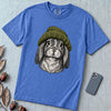 Lop-Eared Rabbit in a Beanie T-Shirt - Flo Blue unfolded t-shirt mockup