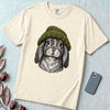 Lop-Eared Rabbit in a Beanie T-Shirt - Ivory unfolded t-shirt mockup