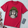 Lop-Eared Rabbit in a Beanie T-Shirt - Red unfolded t-shirt mockup