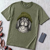 Lop-Eared Rabbit in a Beanie T-Shirt - Sage unfolded t-shirt mockup