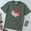 Lotus in Beanie T-Shirt - Blue Spruce unfolded t-shirt mockup
