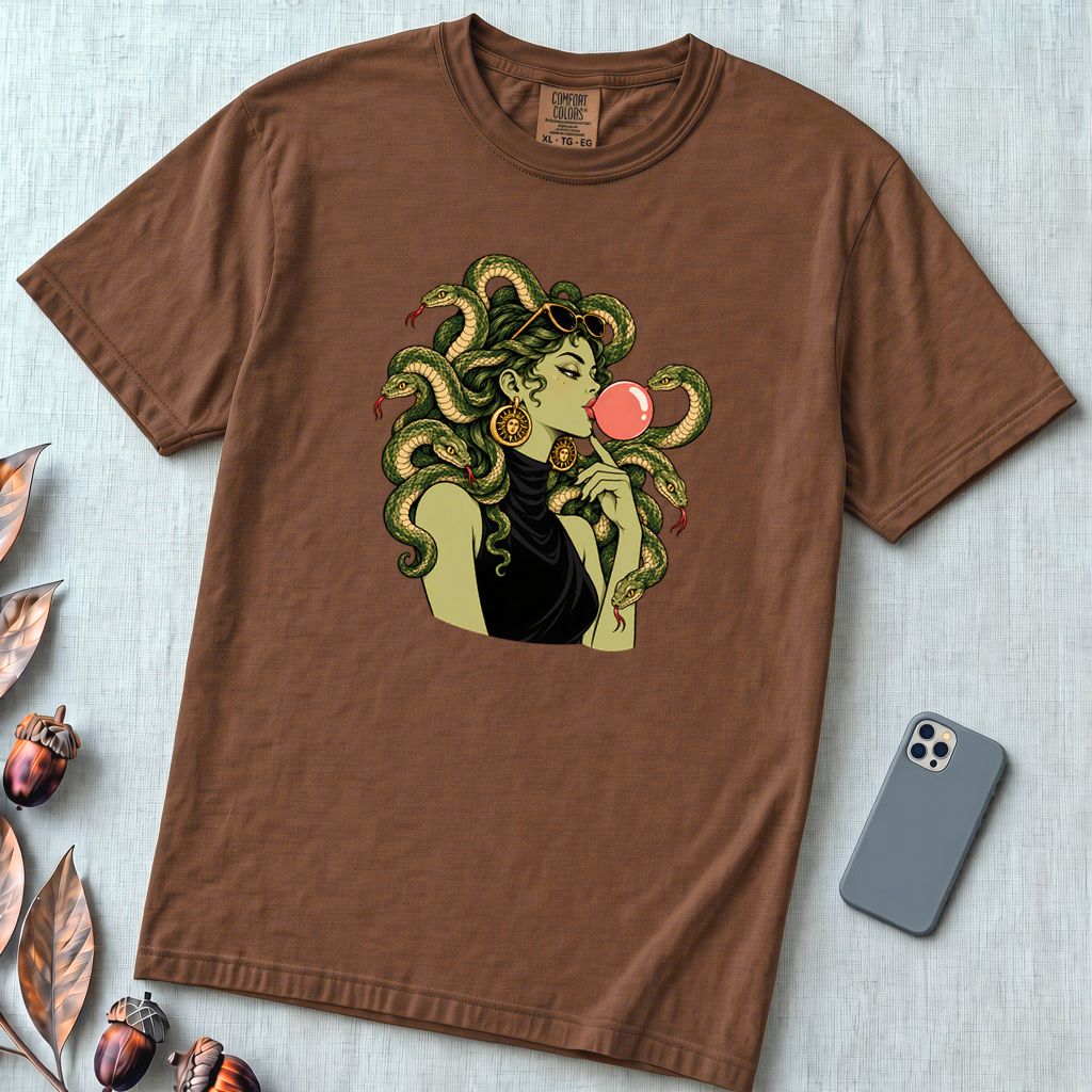Medusa Bubblegum T-Shirt - Espresso unfolded t-shirt mockup