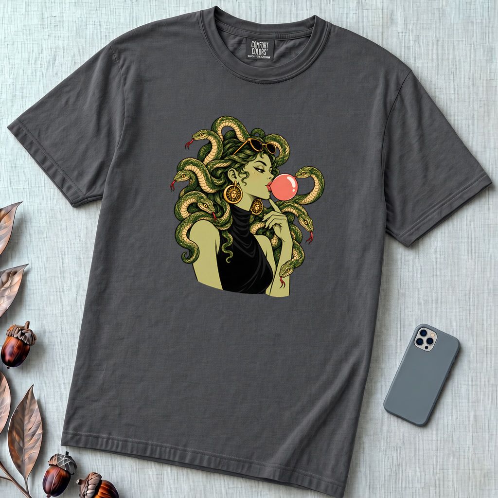 Medusa Bubblegum T-Shirt - Graphite unfolded t-shirt mockup