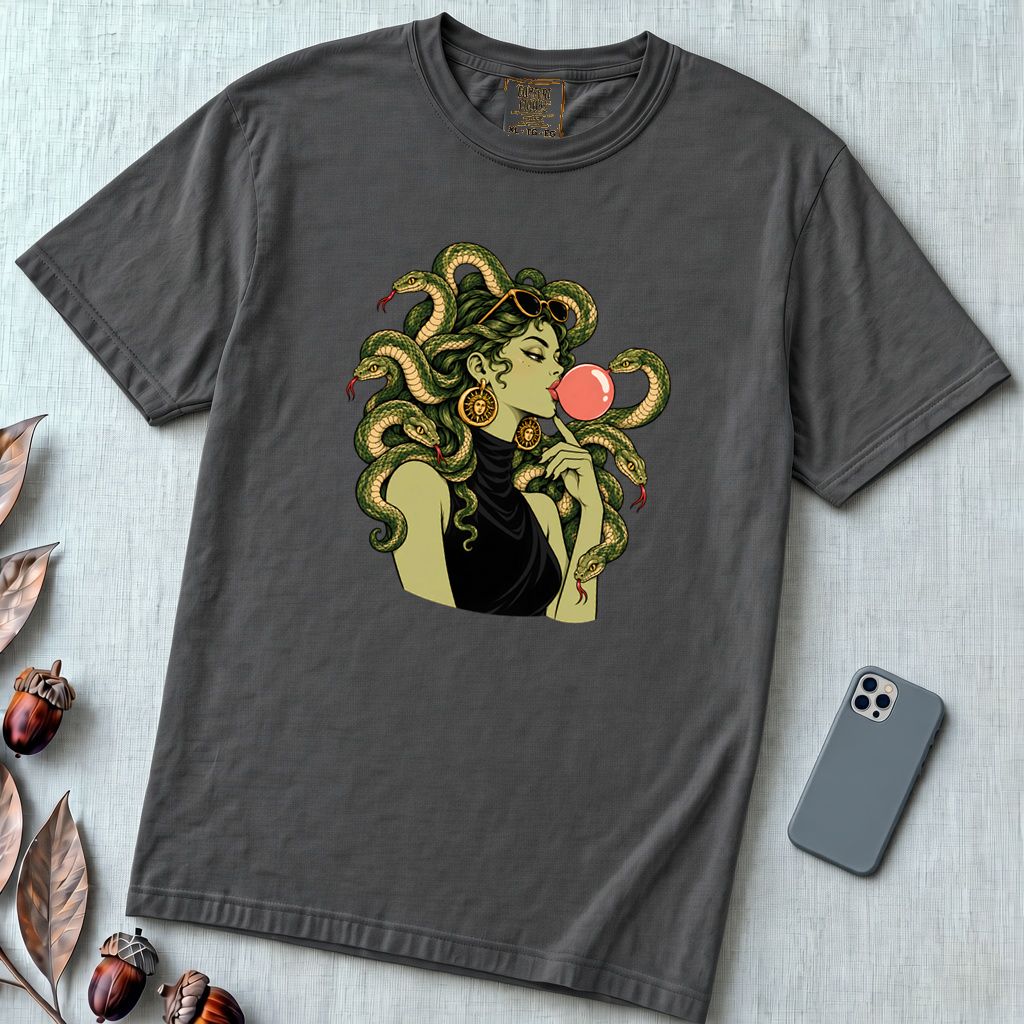 Medusa Bubblegum T-Shirt - Graphite unfolded t-shirt mockup