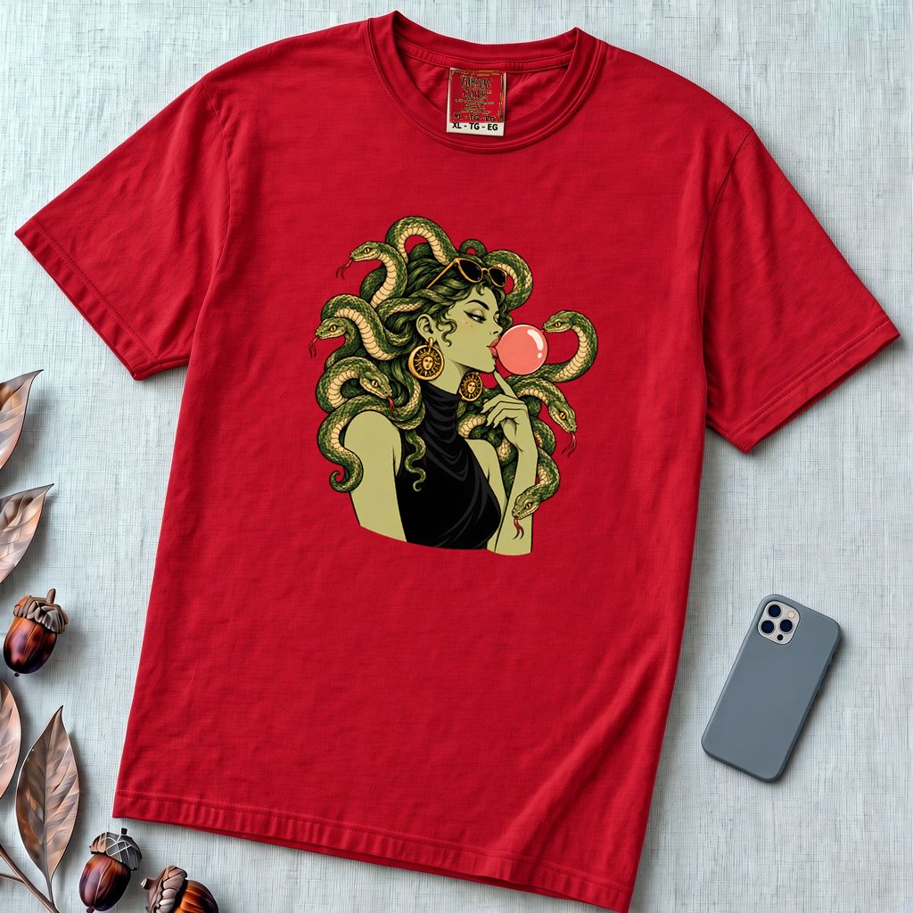 Medusa Bubblegum T-Shirt - Red unfolded t-shirt mockup