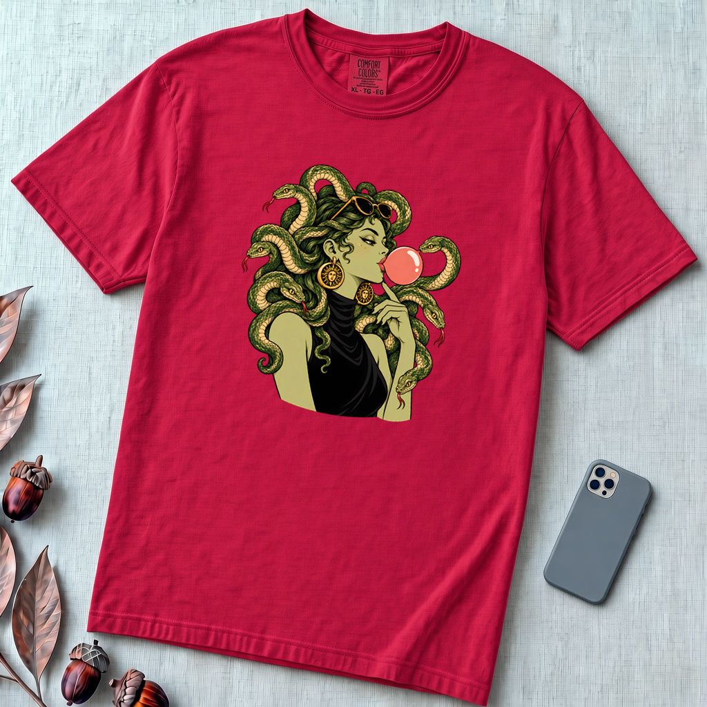 Medusa Bubblegum T-Shirt - Red unfolded t-shirt mockup