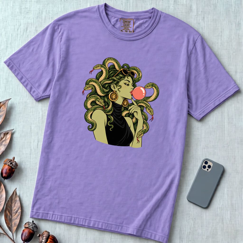 Medusa Bubblegum T-Shirt - Violet unfolded t-shirt mockup
