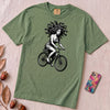 Medusa Gorgon on a Bicycle T-Shirt, Greek Mythology Tee - Light Green unfolded t-shirt mockup