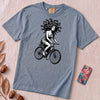 Medusa Gorgon on a Bicycle T-Shirt, Greek Mythology Tee - Washed Denim unfolded t-shirt mockup