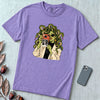 Medusa Instant Camera T-Shirt, Snake Hair Graphic - Violet unfolded t-shirt mockup