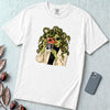 Medusa Instant Camera T-Shirt, Snake Hair Graphic - White unfolded t-shirt mockup
