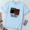 Merge Conflict With Myself T-Shirt, Funny Programmer Tee, Developer Humor - Chambray unfolded t-shirt mockup