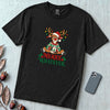 Merry Whatever Reindeer T-Shirt, Christmas Humor - Black unfolded t-shirt mockup