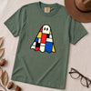 Mondrian-Inspired Ghost T-Shirt - Blue Spruce unfolded t-shirt mockup