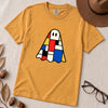 Mondrian-Inspired Ghost T-Shirt - Mustard unfolded t-shirt mockup