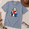 Mondrian-Inspired Ghost T-Shirt - Washed Denim unfolded t-shirt mockup