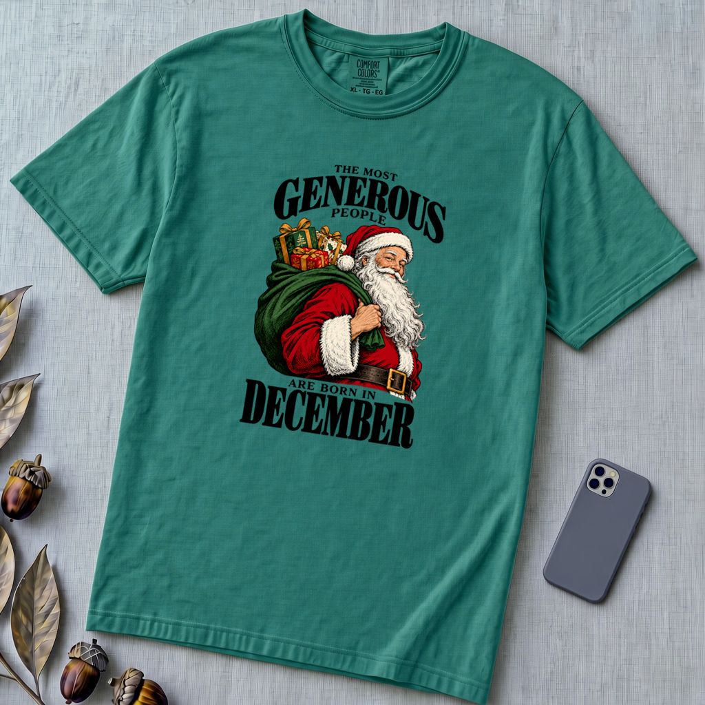 Most Generous People Are Born In December T-Shirt - Emerald unfolded t-shirt mockup