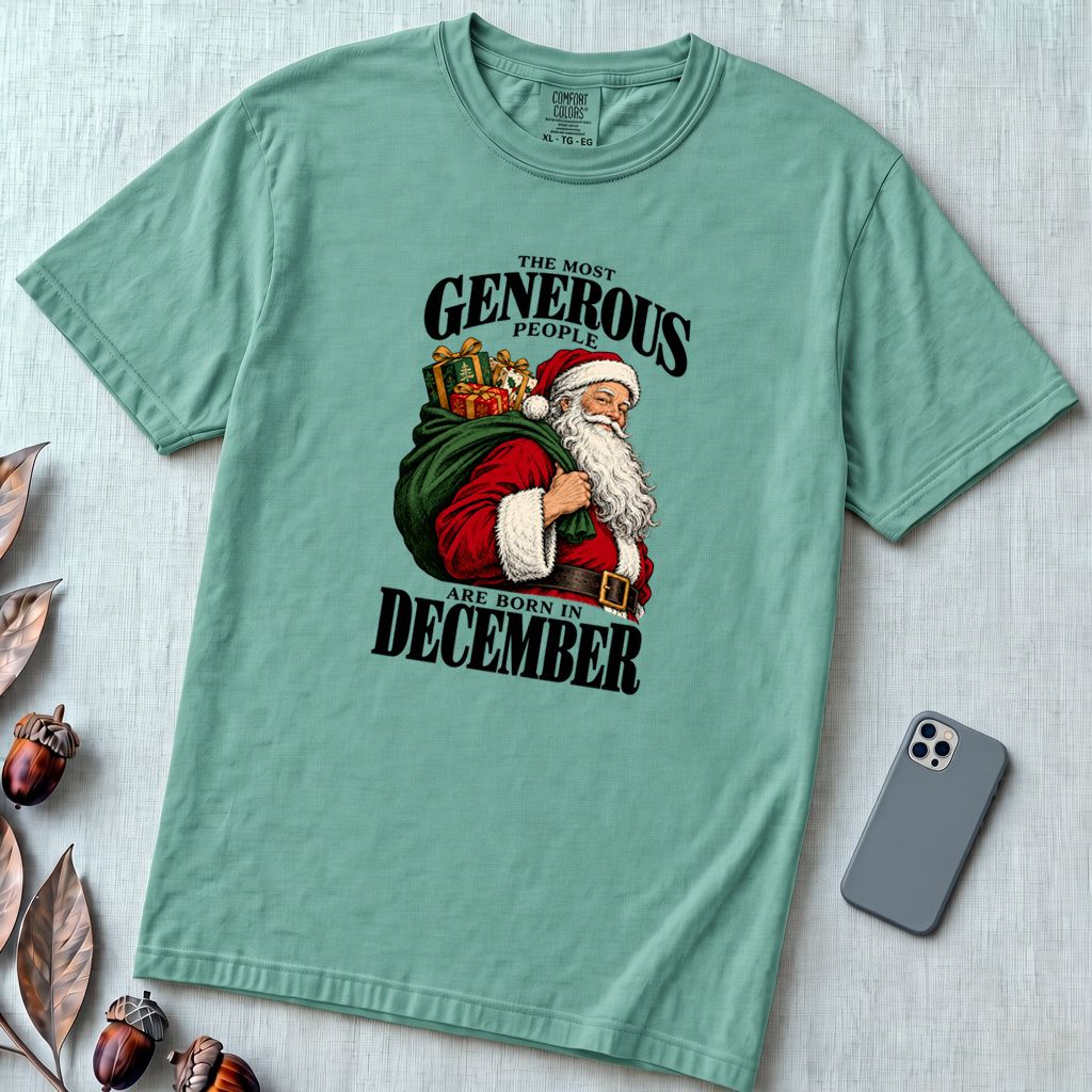 Most Generous People Are Born In December T-Shirt - Seafoam unfolded t-shirt mockup