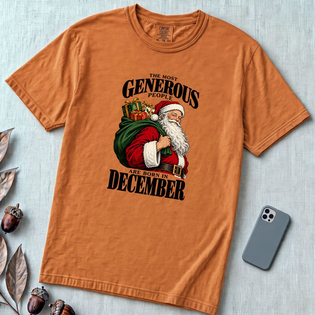 Most Generous People Are Born In December T-Shirt - Yam unfolded t-shirt mockup