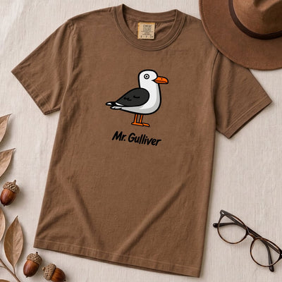 Mr. Gulliver Seagull T-Shirt - Espresso unfolded t-shirt mockup