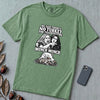 Munch Munch Thanksgiving Cat Meme T-Shirt, Woman Yelling at Cat Graphic Tee, Holiday Dinner Humor - Light Green unfolded t-shirt mockup