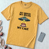 My Month My Rules My Cake UFO T-Shirt - Mustard unfolded t-shirt mockup