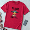 My Month My Rules My Cake UFO T-Shirt - Red unfolded t-shirt mockup