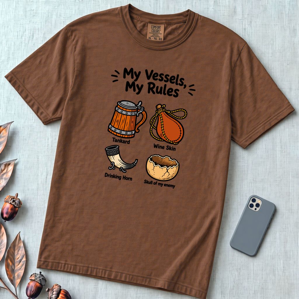 My Vessels My Rules T-Shirt, Viking Humor - Espresso unfolded t-shirt mockup