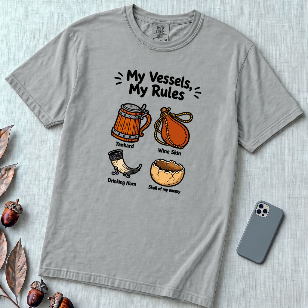 My Vessels My Rules T-Shirt, Viking Humor - Granite unfolded t-shirt mockup