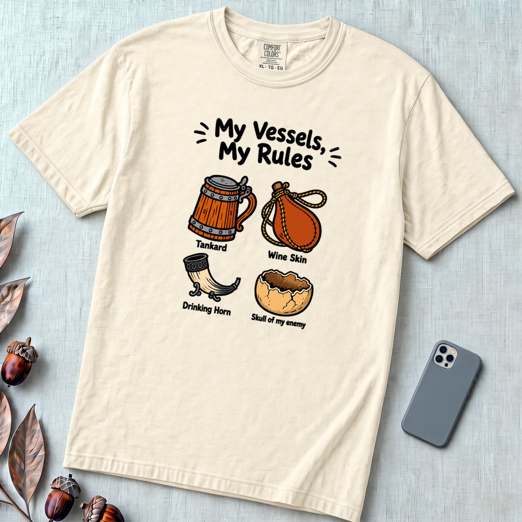 My Vessels My Rules T-Shirt, Viking Humor - Ivory unfolded t-shirt mockup