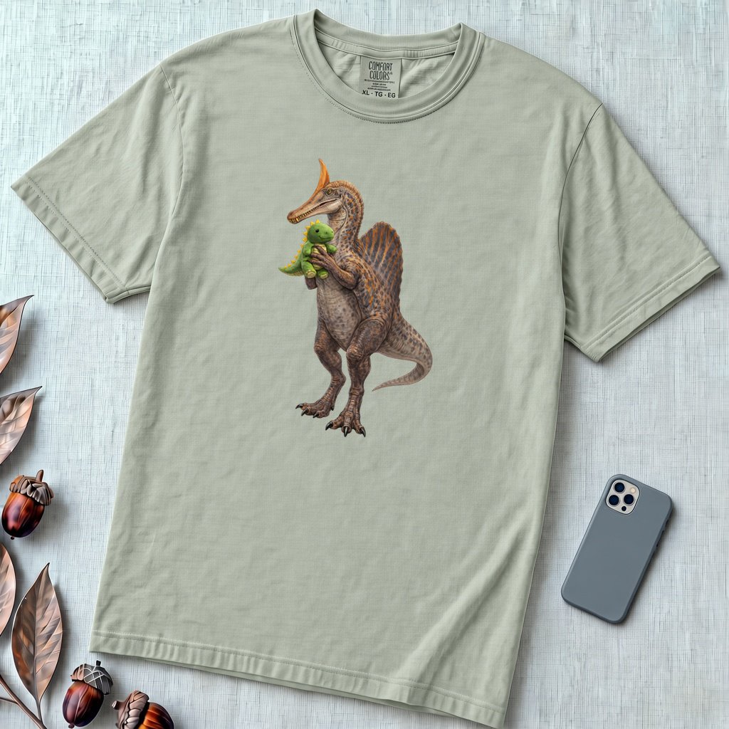 Newly discovered Spinosaurus Mirabilis dinosaur T-Shirt - Bay unfolded t-shirt mockup