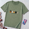 Nine Lives, One Weird Night Halloween Cat T-Shirt - Light Green unfolded t-shirt mockup