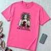 Not Now I’m Counting Medusa Knitting T-Shirt - Neon Pink unfolded t-shirt mockup